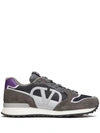 Valentino Garavani Vlogo Pace Low-top Trainer In Split Leather Fabric And Calfskin In Grey