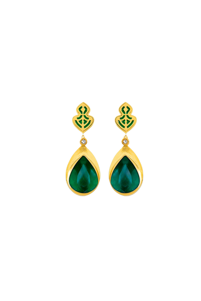 Lora Istanbul Emerald Gold Earring
