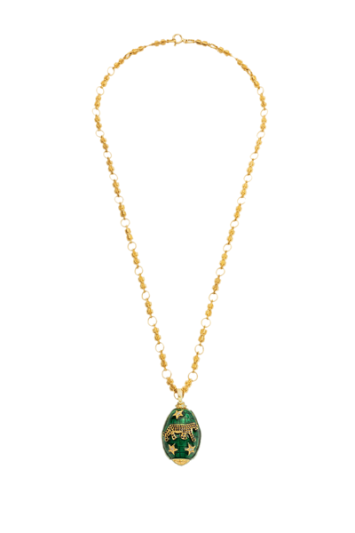 Lora Istanbul Trouserher Green Gold Necklace