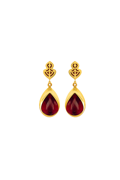 Lora Istanbul Ruby Gold Earring