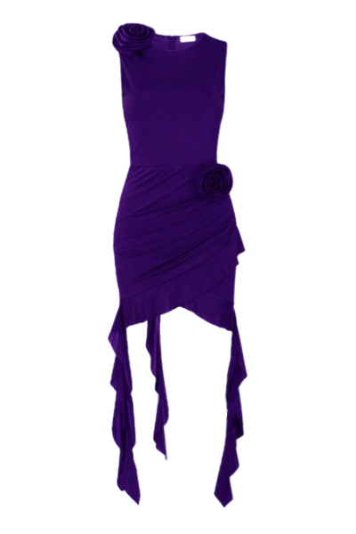 Lora Istanbul Shelley Purple Ruffled Flower Dress