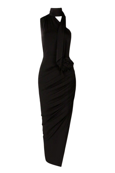 Lora Istanbul Sienna Black Flower Midi Dress