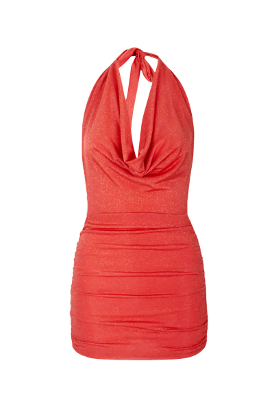Lora Istanbul Luna Orange Sparkle Mini Dress In Red