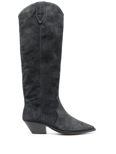 Isabel Marant Denvee Leather Boots In Black