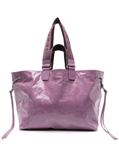Isabel Marant Wardy Crinkle-effect Leather Tote Bag In Purple
