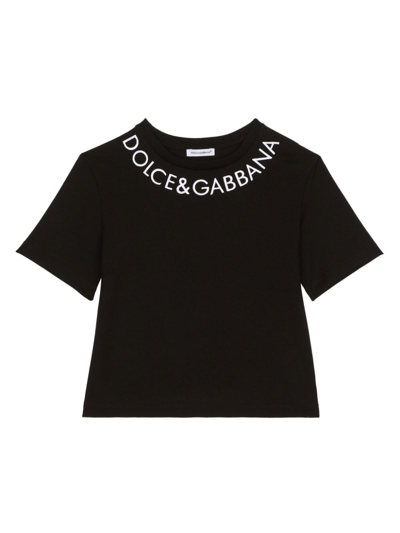 Dolce & Gabbana Embroidered Cotton Jersey T-shirt In Schwarz