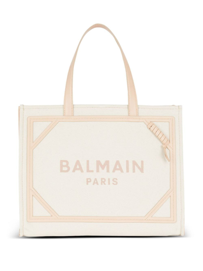 Balmain B-army Small Shopper Shoulder Bag In White