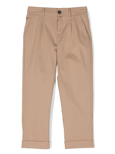 Fendi Kids' Pants With Front Pleats In Brown
