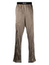 Tom Ford Logo-waist Silk Pajama Bottoms In Brown