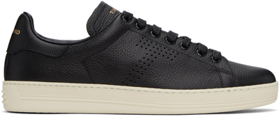 Tom Ford Warwick Perforated Full-grain Leather Sneakers In Blue