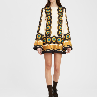 La Doublej Silk Floral Swing Mini Dress In Multicolor