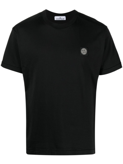 Stone Island Logo-patch Cotton T-shirt In Black
