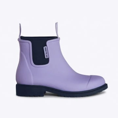 Merry People | Bobby Ankle Wellington Boot | Lavender & Navy In Blue