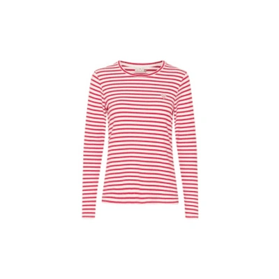 Kaffe Liddy T-shirt In Chalk/virtual Pink From