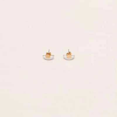 State Of A Peach 2in1 Circle Enamel Stud Earrings In Gold