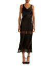 Cynthia Rowley Charmeuse Lace Silk Skirt In Black