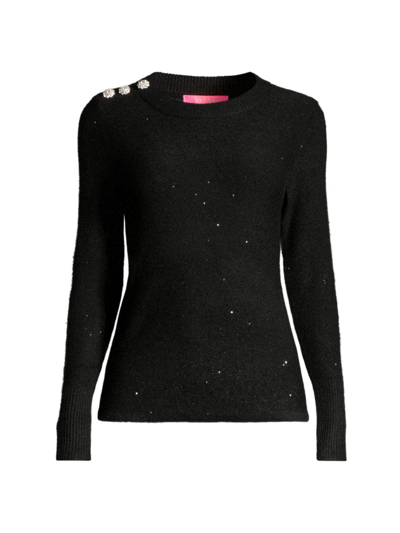 Lilly Pulitzer Morgen Sequin Sweater In Black Metallic