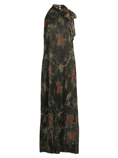 Johnny Was Evelina Metallic Floral-print Maxi Dress In Neutral