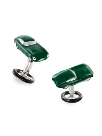 Jan Leslie Men's Vintage Sports Car Sterling Silver & Enamel Cufflinks In Green