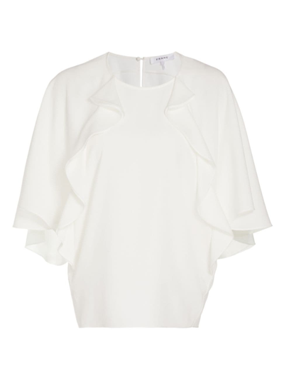 Frame Short-sleeve Ruffle Blouse In Cream