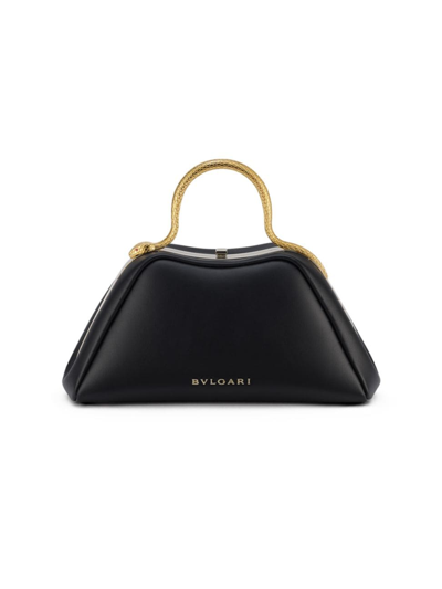 Bvlgari Womens Black Serpentine Mini Leather Top-handle Bag