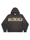Balenciaga Hoodie Ripped Pocket Tape Type Oversize In Washed Black