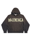 Balenciaga Hoodie Ripped Pocket Tape Type Oversize In Dark Heather