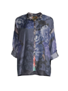 JOHNNY WAS WOMEN'S SILK FLORAL BUTTONED TOP