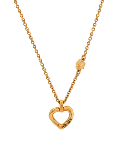 Versace Medusa Heart Pendant Necklace In Yellow Gold