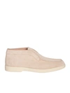 Santoni Suede Low-top Loafers Rubber Sole In Neutrals