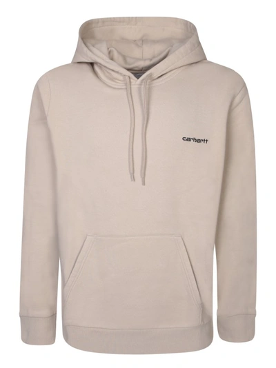 Carhartt Cappuccino Cotton Hooded Script Embroidery Sweat Sweatshirt In Pink