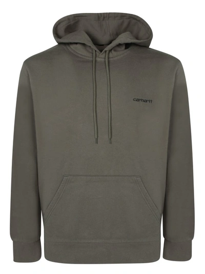 Carhartt Logo-embroidered Cotton Hoodie In Green