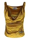 Vivienne Westwood Orb-embroidery Velvet Top In Gold
