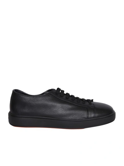 Santoni Leather Sneakers In Black