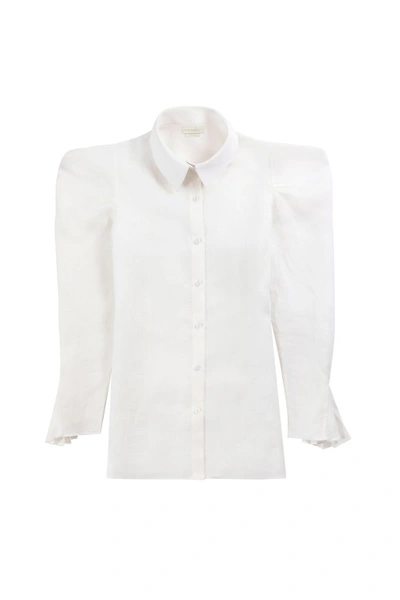 Saiid Kobeisy Linen Hip Length Shirt In White