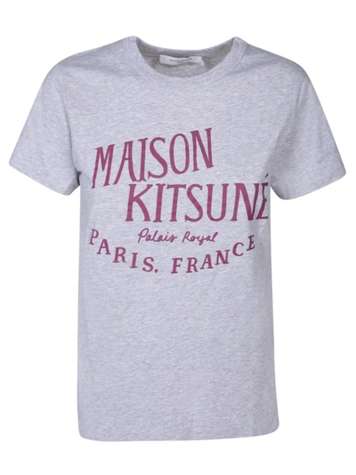Maison Kitsuné Logo Print T-shirt Made From Cotton In Grey