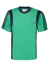 Y-3 STRIPED DETAILS GREEN T-SHIRT