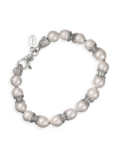 Jan Leslie Men's Beaded Pearl & Sterling Silver Bracelet In White