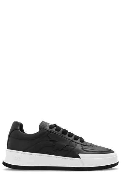 Dsquared2 Two-tone Lace-up Leather Trainers In Black