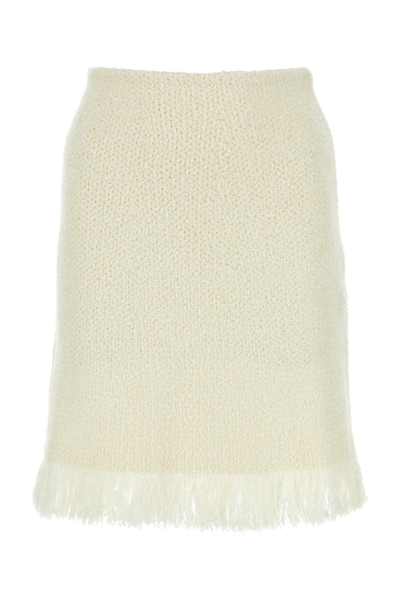 CHLOÉ CHLOE IVORY STRETCH WOOL BLEND SKIRT