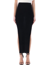 Rick Owens Ribbed Knit Sacriskirt With Signature Back Detail In Black