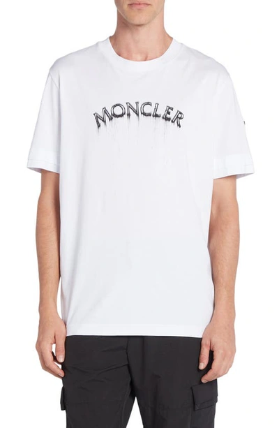 Moncler Logo Cotton Graphic T-shirt In Brilliant White