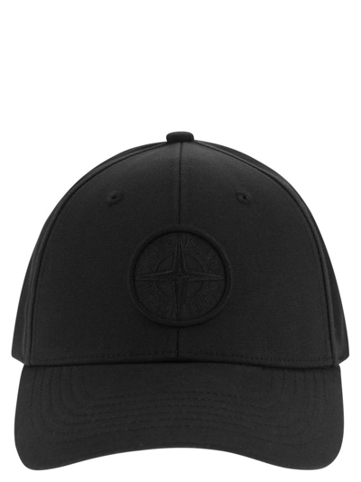 Stone Island Compass Embroidered Baseball Cap In Black