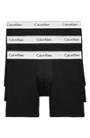 Calvin Klein Cotton Stretch 3 Pack Boxer Briefs In Black