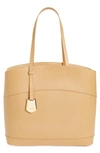 Ferragamo Charming Logo-print Tote Bag In Light Camel/gold