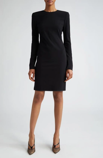 VICTORIA BECKHAM LONG SLEEVE WOOL BLEND MINIDRESS