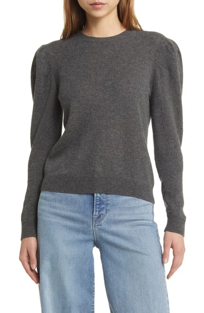 Frame Gathered Cashmere And Wool-blend Sweater In Dark Gris Heather