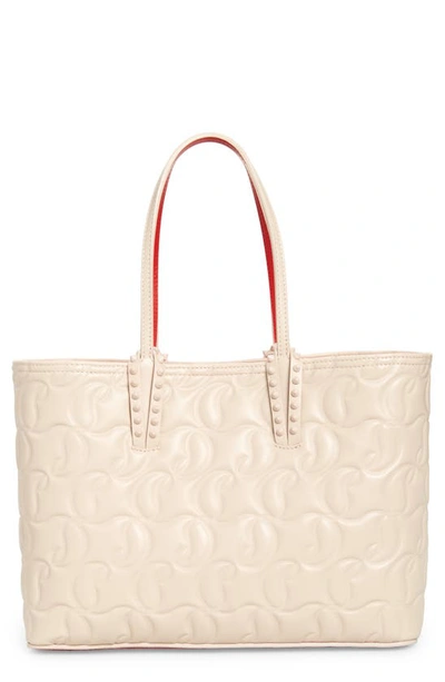 Christian Louboutin Cabata Small Cl-embossed Tote Bag In F611 Leche/ Leche
