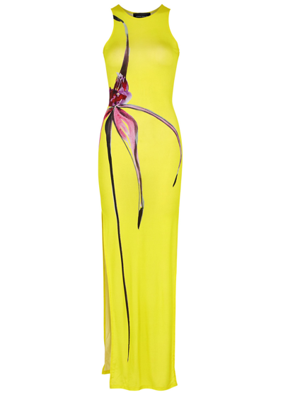 Louisa Ballou Sea Breeze Printed Stretch-jersey Maxi Dress In Yellow