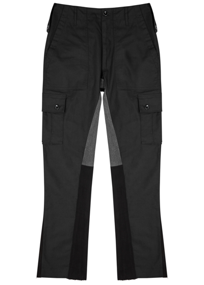 Jeanius Bar Atelier Panelled Twill Cargo Trousers In Black